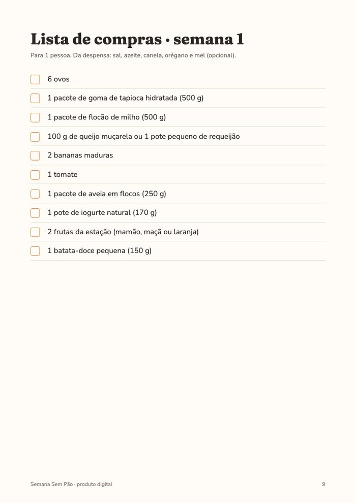 Lista de compras da semana 1