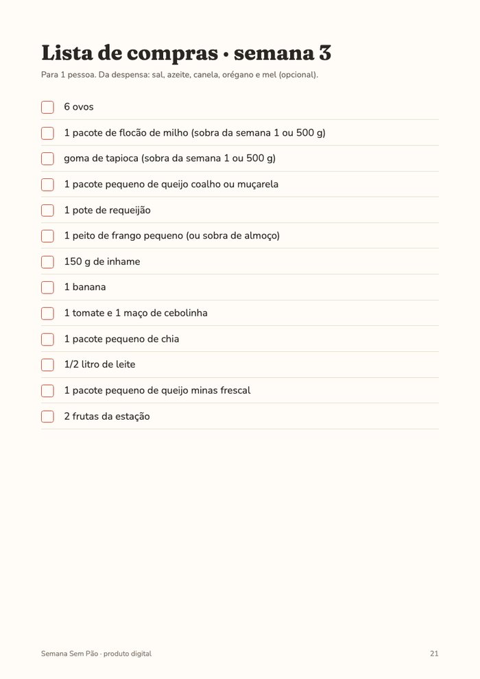 Página de receitas da semana 3