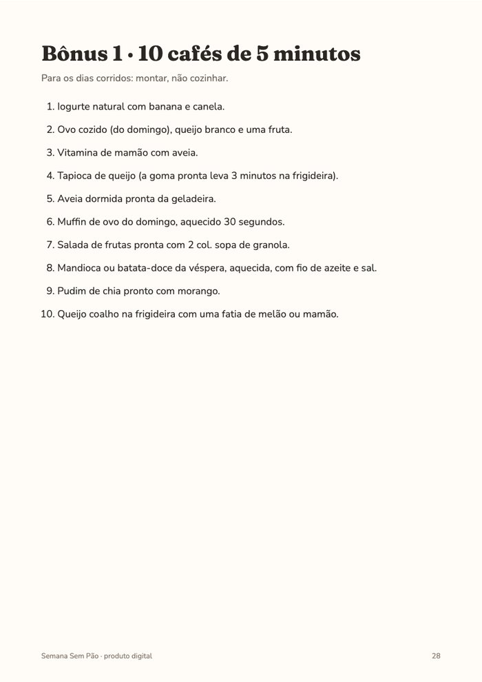 Bônus 1: 10 cafés de 5 minutos